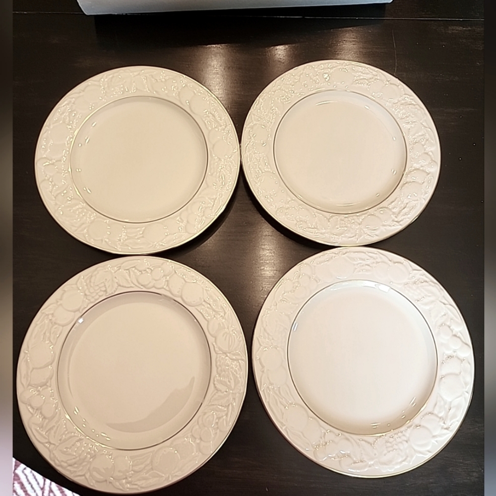 Lenox Fruits of Life Salad Dessert Plate Set of 4 Cream Gold Trim 8" Retired Vtg